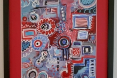 Red White Black & Blue Matted & Framed 15"X19"