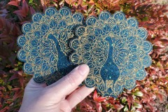 Set of 2 Peacock Etched Resin Coasters