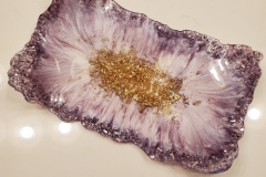 Soft Purple Resin Curved Decorative Tray with Crushed Glass/Goldleaf 14"X8" View 1