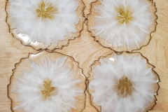 5" White and Gold Leaf Heat Resistant Coasters Front