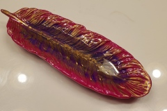 Resin Feather Trinket Tray 9" with Coaster set