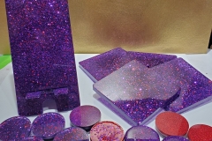 Purple & Red Glitter Sparkle Resin Cell Phone Holder 4 Coasters & PopSockets with Chrome Edges