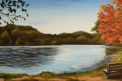 Lake Benson Park 24"X12" Acrylic on Gallery Wrapped Canvas