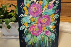 PurpleFlowersNavy9X12SandraLett