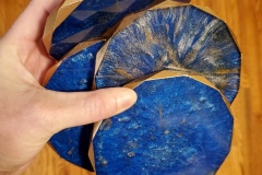 Set of 4 Diamond Cut Edge Lapis Lazuli Looking Resin 5" Coasters with Gold edges