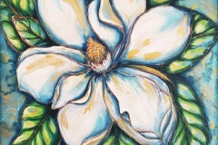 Golden Magnolia 20X20 Acrylic on Gallery Wrapped Canvas