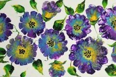 Purple Tropical Flowers 24X12 Acrylic on Canvas