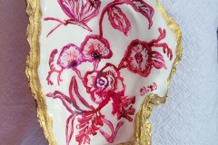 5" Red & White Kintsugi Oyster Shell Trinket