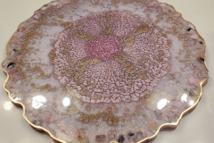 13" Cherry Blossom Pink & Gold with Pink Opal Stones Decorative Tray View 1 Back