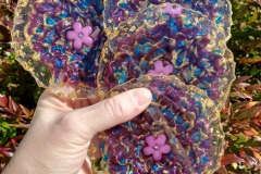 Set of 4 Resin Peacock Colored Flower Center Resin Coasters