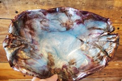 Free-Form Resin Robin Egg Brown & Purple 13"X8"  Bowl