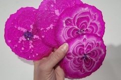 Set of 4 Resin Coasters Heat Resistant & Reversible  Hot Pink Coasters