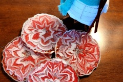 Set of 4 Resin Coasters Heat Resistant & Reversible Snowflake Red White & Silver